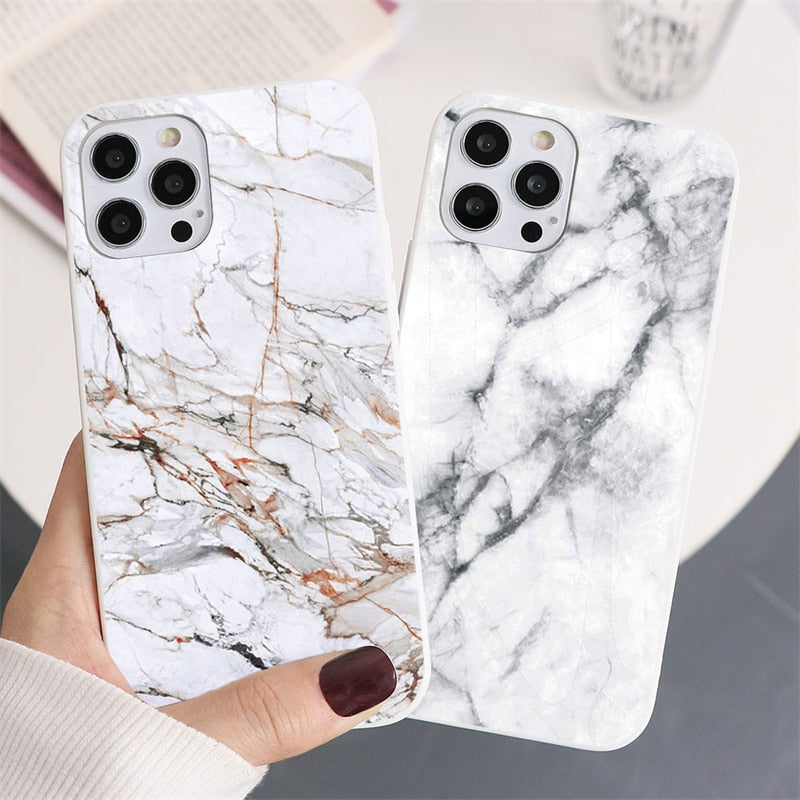 Marble Case For iPhone 13 11 12 14 Pro XS Max Mini XR X 10 Soft Silicone Cover For iPhone 6 6s 7 8 Plus SE 2022 2020 Fundas Etui