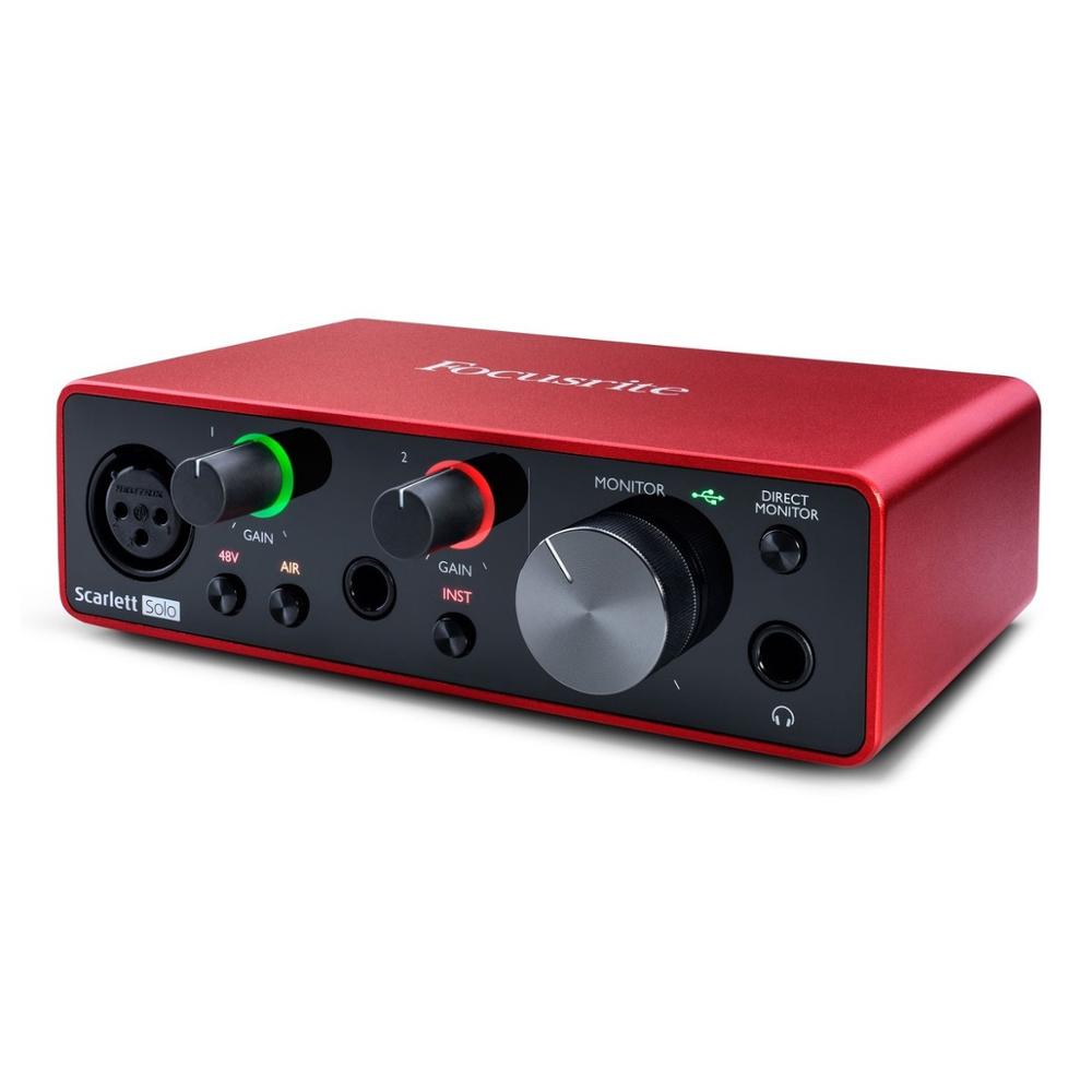 Focusrite Scarlett Solo (3e génération) Interface audio USB avec préampli micro Carte son externe pour guitare et microphone