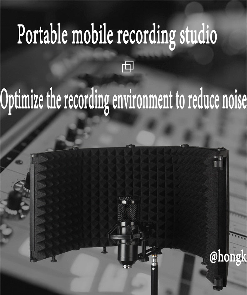 Bouclier d'isolation de microphone portable, bouclier insonorisant pour micro, mousse insonorisante, filtre de réflexion, audio statique