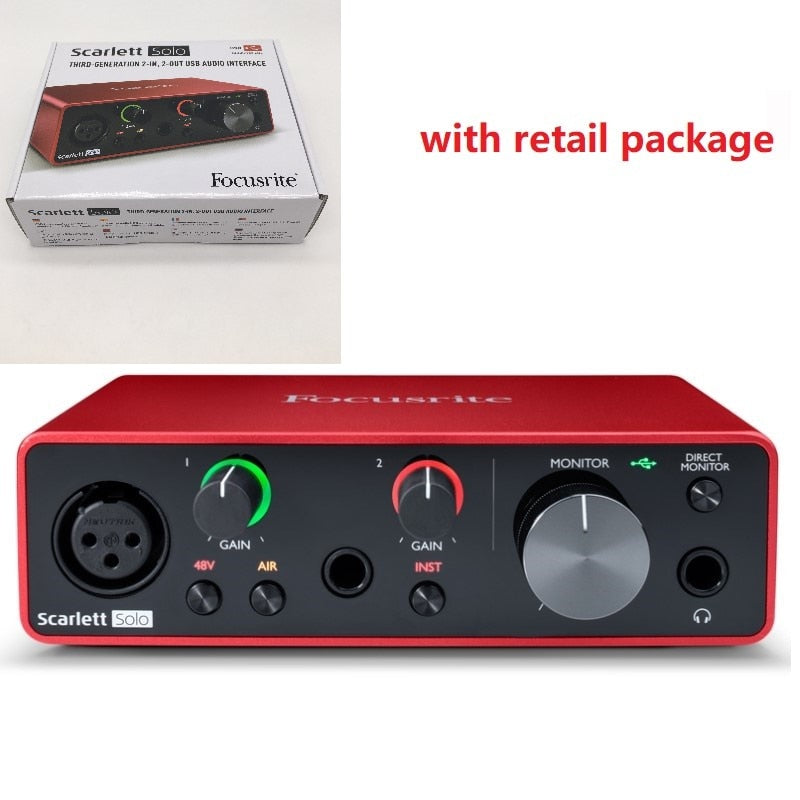 Focusrite Scarlett Solo (3e génération) Interface audio USB avec préampli micro Carte son externe pour guitare et microphone