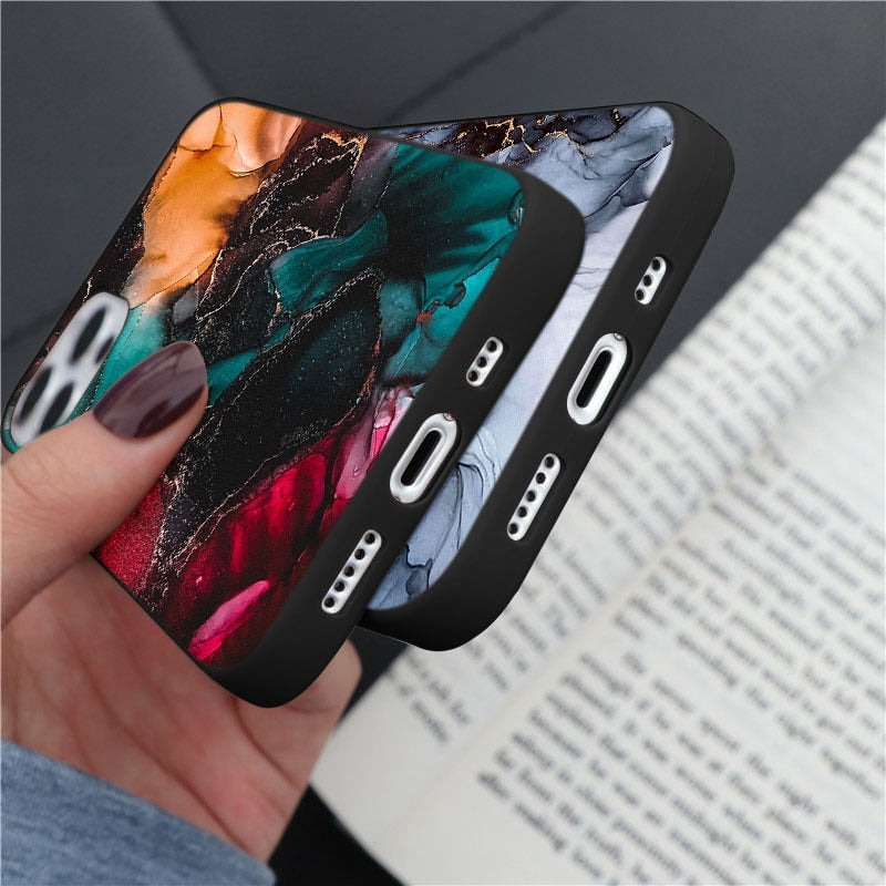 Marble Case For iPhone 13 11 12 14 Pro XS Max Mini XR X 10 Soft Silicone Cover For iPhone 6 6s 7 8 Plus SE 2022 2020 Fundas Etui