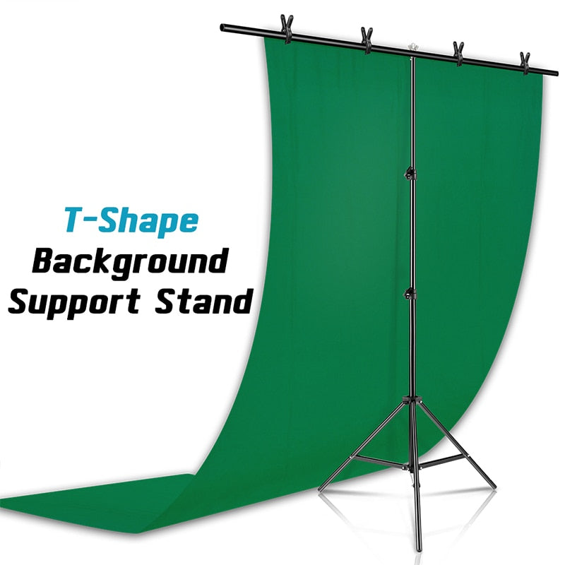 Kit de support de toile de fond en forme de T SH avec tissu de fond vidéo Chroma Key support de cadre d'écran vert pour les accessoires de Studio Photo de photographie