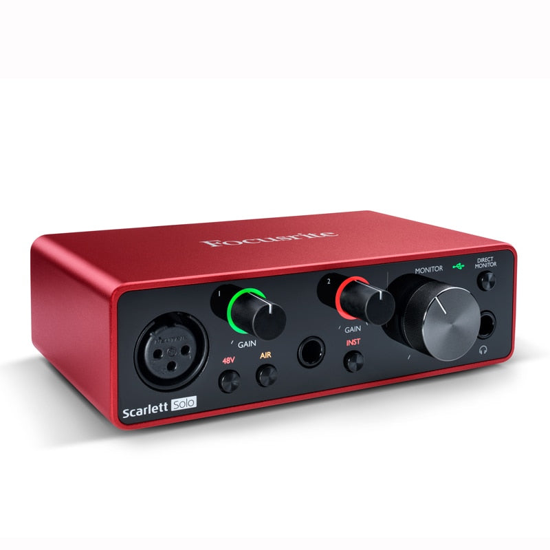 Focusrite Scarlett Solo (3e génération) Interface audio USB avec préampli micro Carte son externe pour guitare et microphone