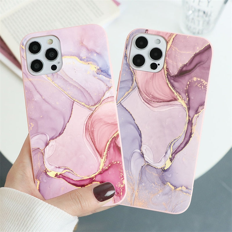 Marble Case For iPhone 13 11 12 14 Pro XS Max Mini XR X 10 Soft Silicone Cover For iPhone 6 6s 7 8 Plus SE 2022 2020 Fundas Etui