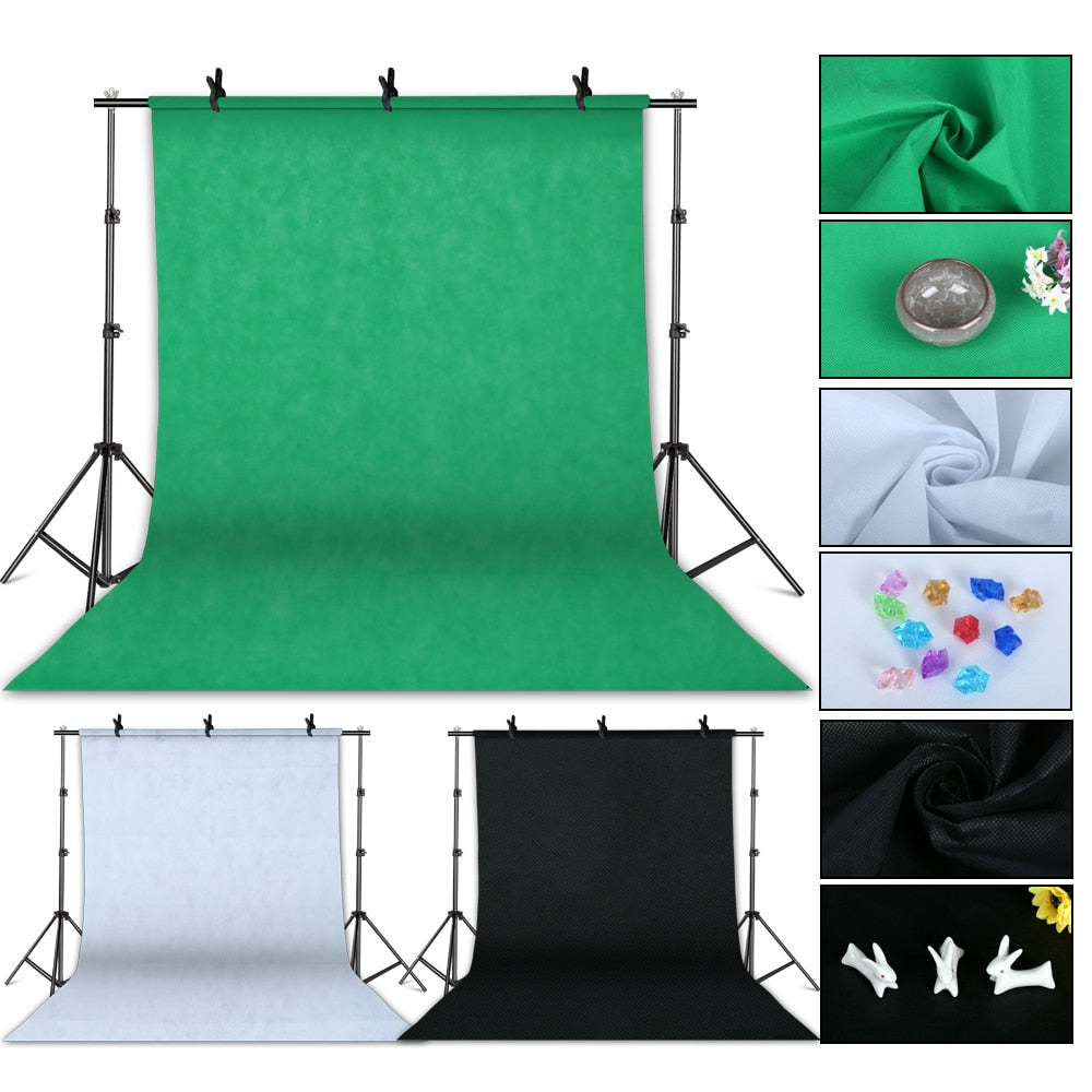 Photographie Photo Studio Softbox Kit d'éclairage avec cadre de fond 3 pièces décors trépied support réflecteur conseil 4 parapluie