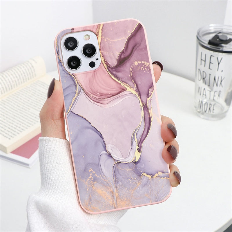Marble Case For iPhone 13 11 12 14 Pro XS Max Mini XR X 10 Soft Silicone Cover For iPhone 6 6s 7 8 Plus SE 2022 2020 Fundas Etui