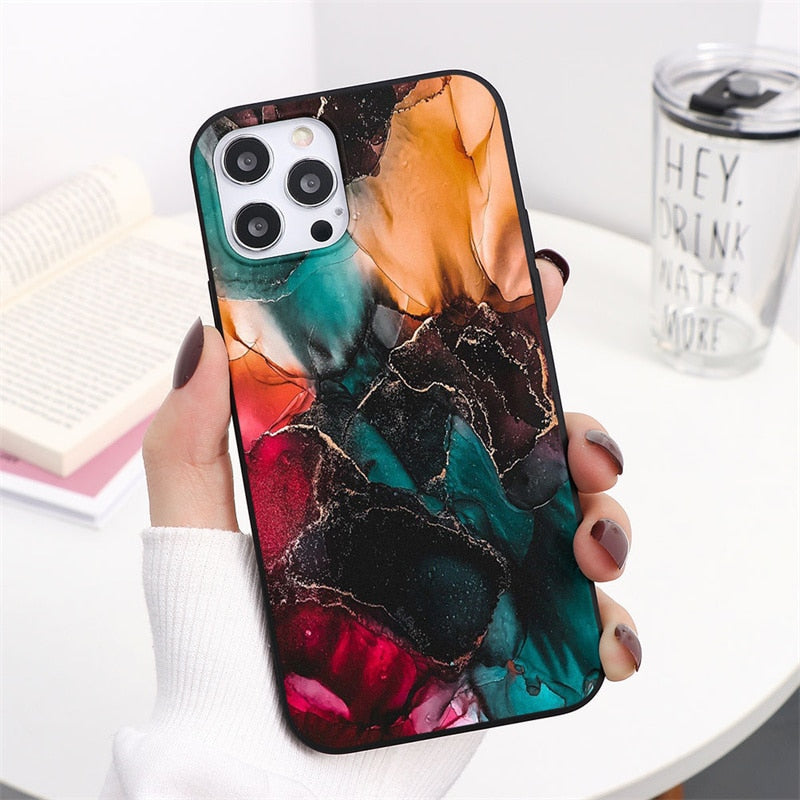 Marble Case For iPhone 13 11 12 14 Pro XS Max Mini XR X 10 Soft Silicone Cover For iPhone 6 6s 7 8 Plus SE 2022 2020 Fundas Etui