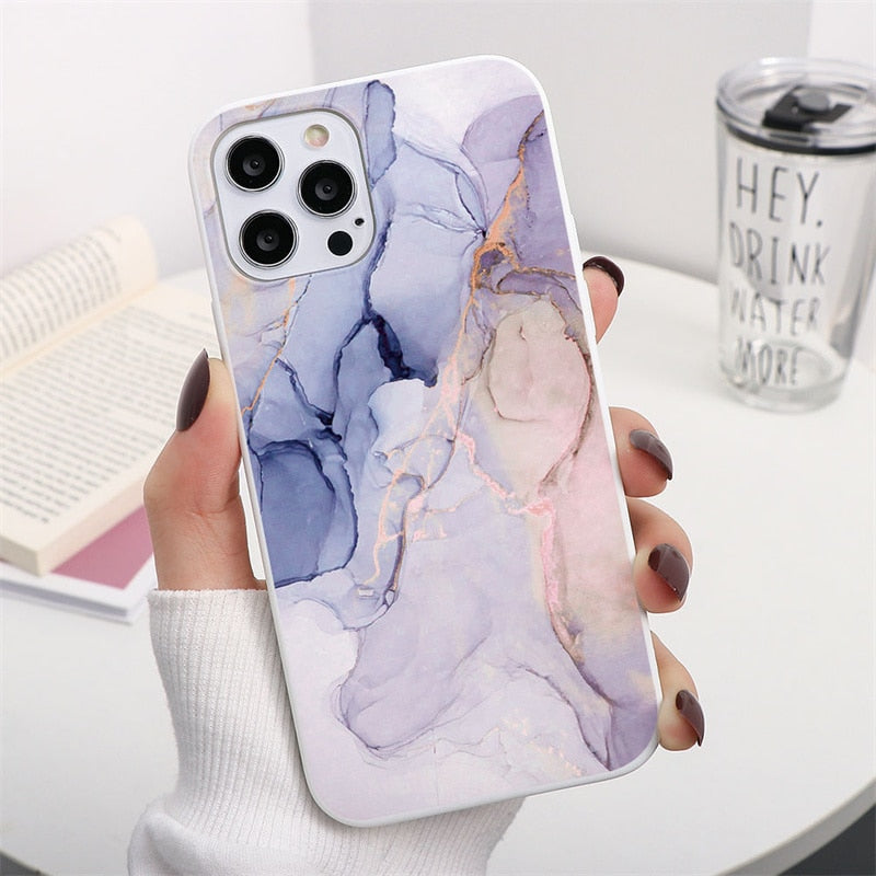 Marble Case For iPhone 13 11 12 14 Pro XS Max Mini XR X 10 Soft Silicone Cover For iPhone 6 6s 7 8 Plus SE 2022 2020 Fundas Etui