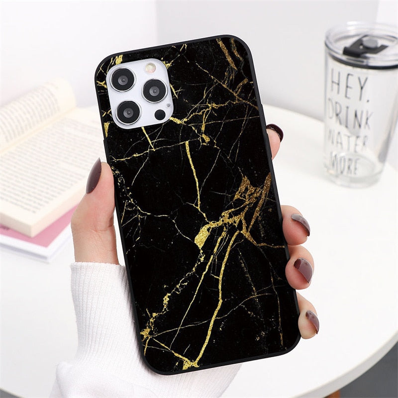 Marble Case For iPhone 13 11 12 14 Pro XS Max Mini XR X 10 Soft Silicone Cover For iPhone 6 6s 7 8 Plus SE 2022 2020 Fundas Etui