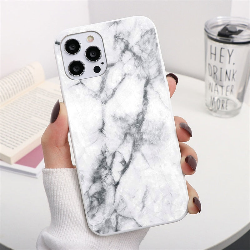 Marble Case For iPhone 13 11 12 14 Pro XS Max Mini XR X 10 Soft Silicone Cover For iPhone 6 6s 7 8 Plus SE 2022 2020 Fundas Etui