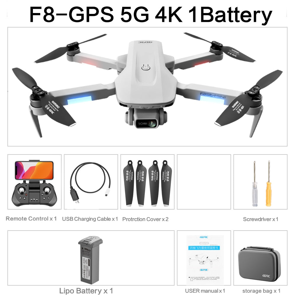 4DRC F8 GPS Drone 5G HD 4K Caméra Professionnelle 2000m Transmission D'image Moteur Brushless Pliable Quadcopter RC Drone Cadeau