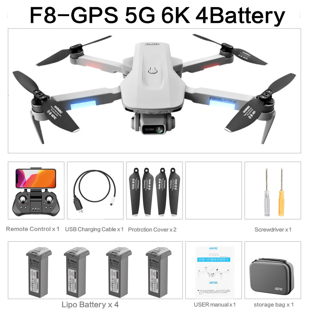 4DRC F8 GPS Drone 5G HD 4K Caméra Professionnelle 2000m Transmission D'image Moteur Brushless Pliable Quadcopter RC Drone Cadeau