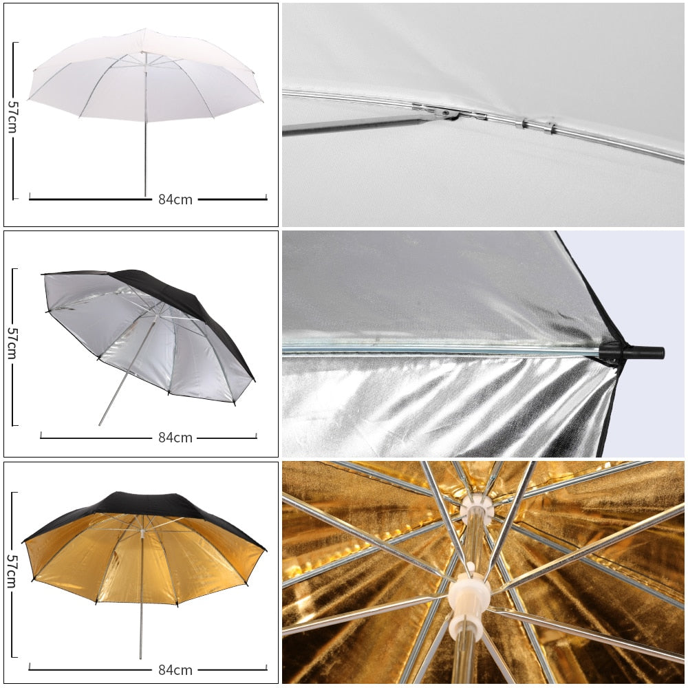 Photographie Photo Studio Softbox Kit d'éclairage avec cadre de fond 3 pièces décors trépied support réflecteur conseil 4 parapluie