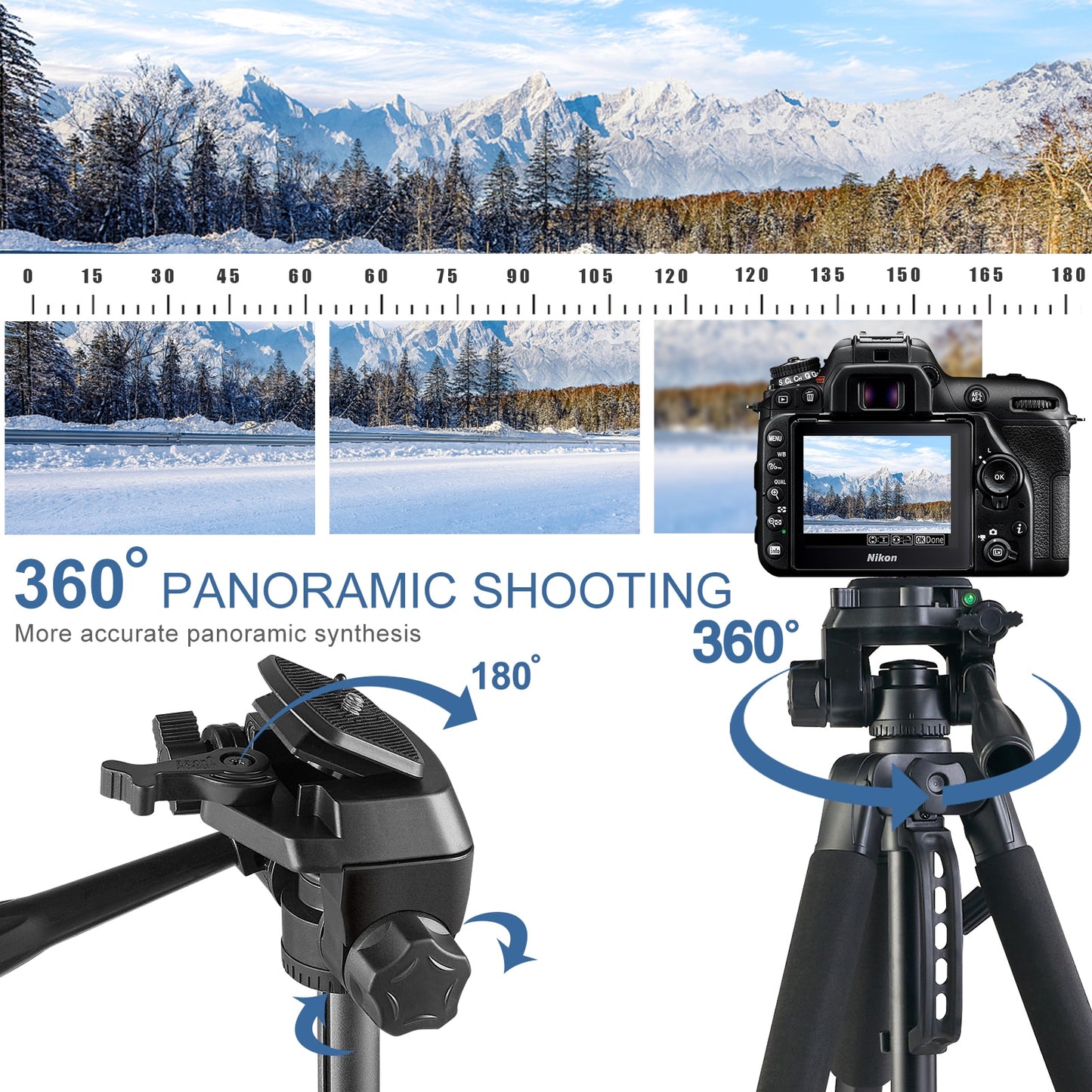 Trépied d'appareil photo 180cm support de téléphone portable léger avec sac de transport à distance sans fil pour iPhone iPad Pro 12.9 "DSLR Vlogging