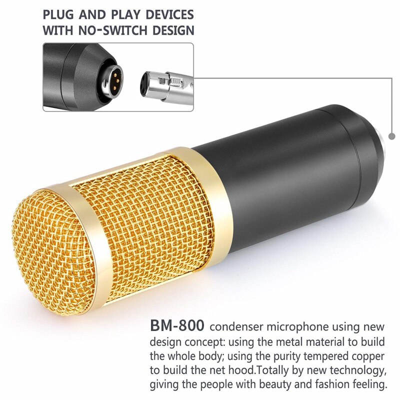 Kit de microphone à condensateur professionnel avec jeu de carte son V8 pour le streaming en direct Mic Youtube Home Karaoké Studio