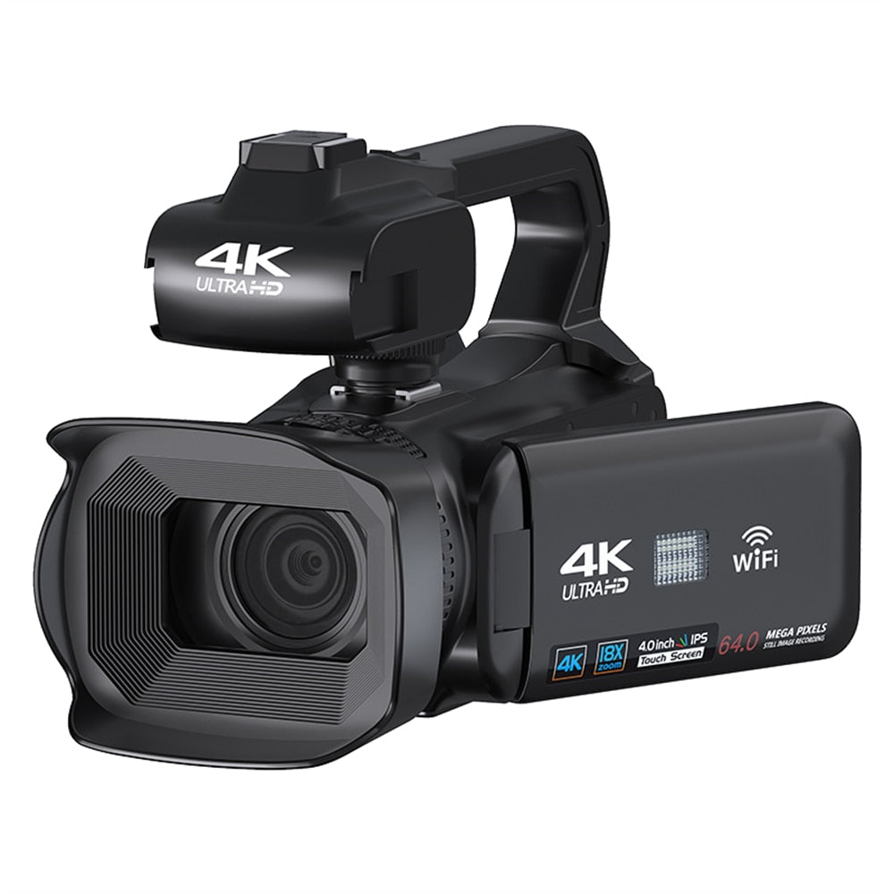 Caméra vidéo 4K caméscope 64MP 60FPS 18X Zoom numérique mise au point automatique Vlogging caméra vidéo WiFi pour caméscope YouTube en direct