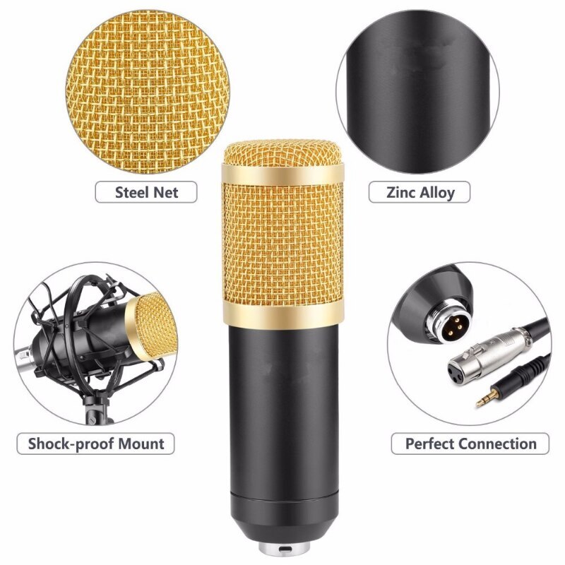 Kit de microphone à condensateur professionnel avec jeu de carte son V8 pour le streaming en direct Mic Youtube Home Karaoké Studio