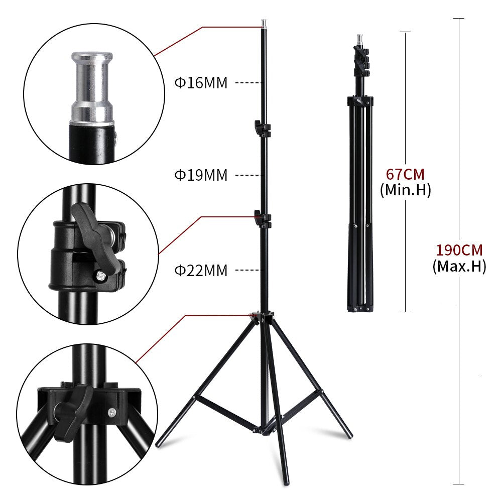 Boîte à lumière pour Studio Photo, Kit d'éclairage avec cadre d'arrière-plan 2x3M 4 pièces support trépied 2M 2 pièces boîte souple réflecteur 4 parapluie
