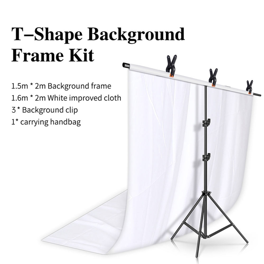 Kit de support de toile de fond en forme de T SH avec tissu de fond vidéo Chroma Key support de cadre d'écran vert pour les accessoires de Studio Photo de photographie