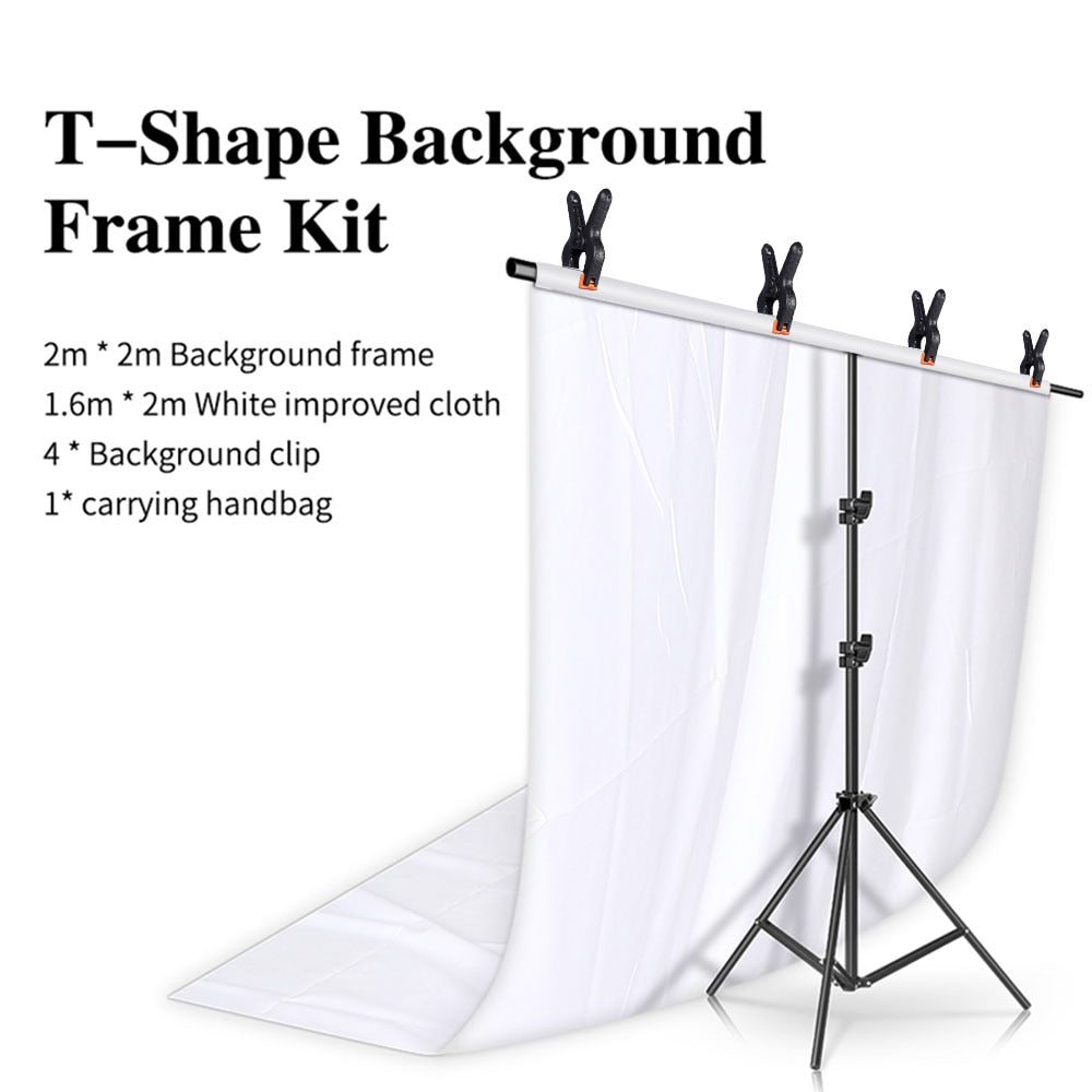 Kit de support de toile de fond en forme de T SH avec tissu de fond vidéo Chroma Key support de cadre d'écran vert pour les accessoires de Studio Photo de photographie