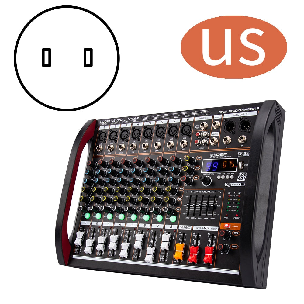 COKYIS-Console d'alimentation Assad à 8 canaux, enregistrement Bluetooth, effet 99 DSP, USB professionnel, centre commercial audio M8