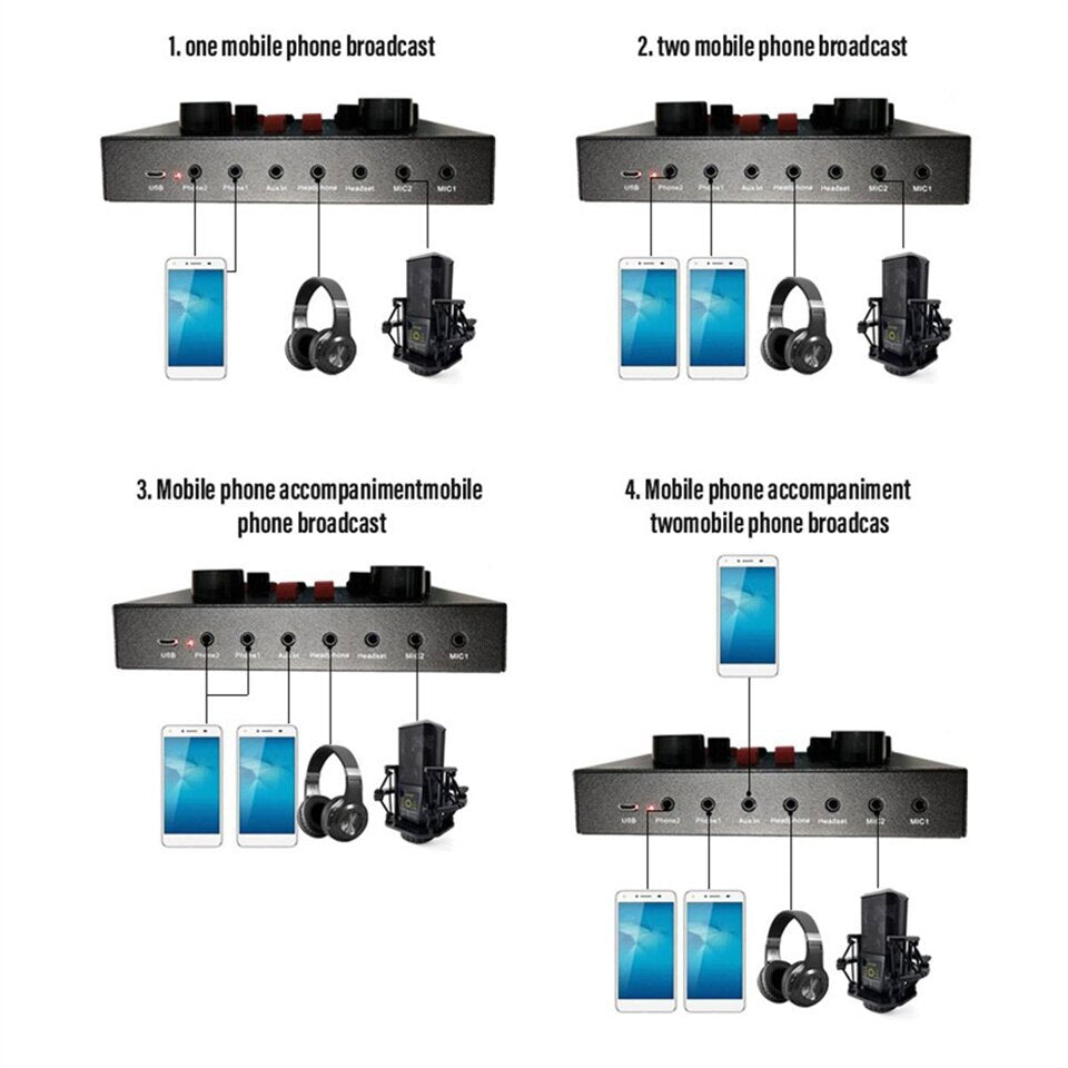 Kit de microphone à condensateur avec mixeur audio pour le microphone de changement de voix en streaming pour l'ensemble d'équipement de podcast en direct