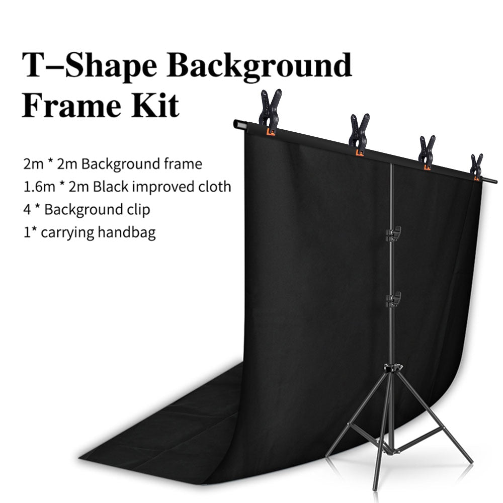 Kit de support de toile de fond en forme de T SH avec tissu de fond vidéo Chroma Key support de cadre d'écran vert pour les accessoires de Studio Photo de photographie