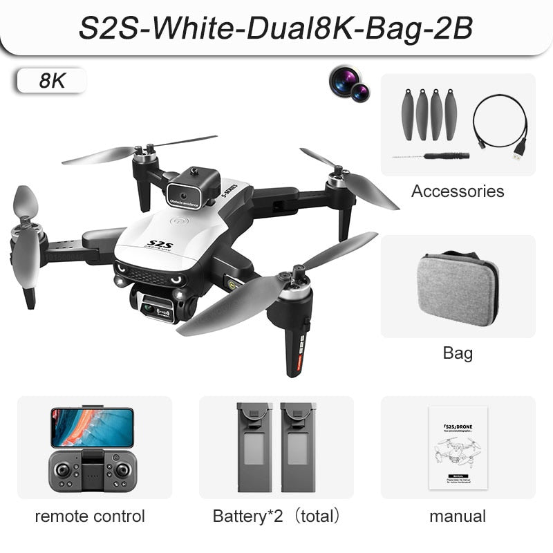 Nouveau S2S Drone 4k professionnel 8K HD caméra vol 25min évitement d'obstacles sans brosse pliable quadrirotor RC Dron jouets voler 3KM