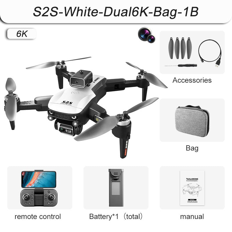 Nouveau S2S Drone 4k professionnel 8K HD caméra vol 25min évitement d'obstacles sans brosse pliable quadrirotor RC Dron jouets voler 3KM