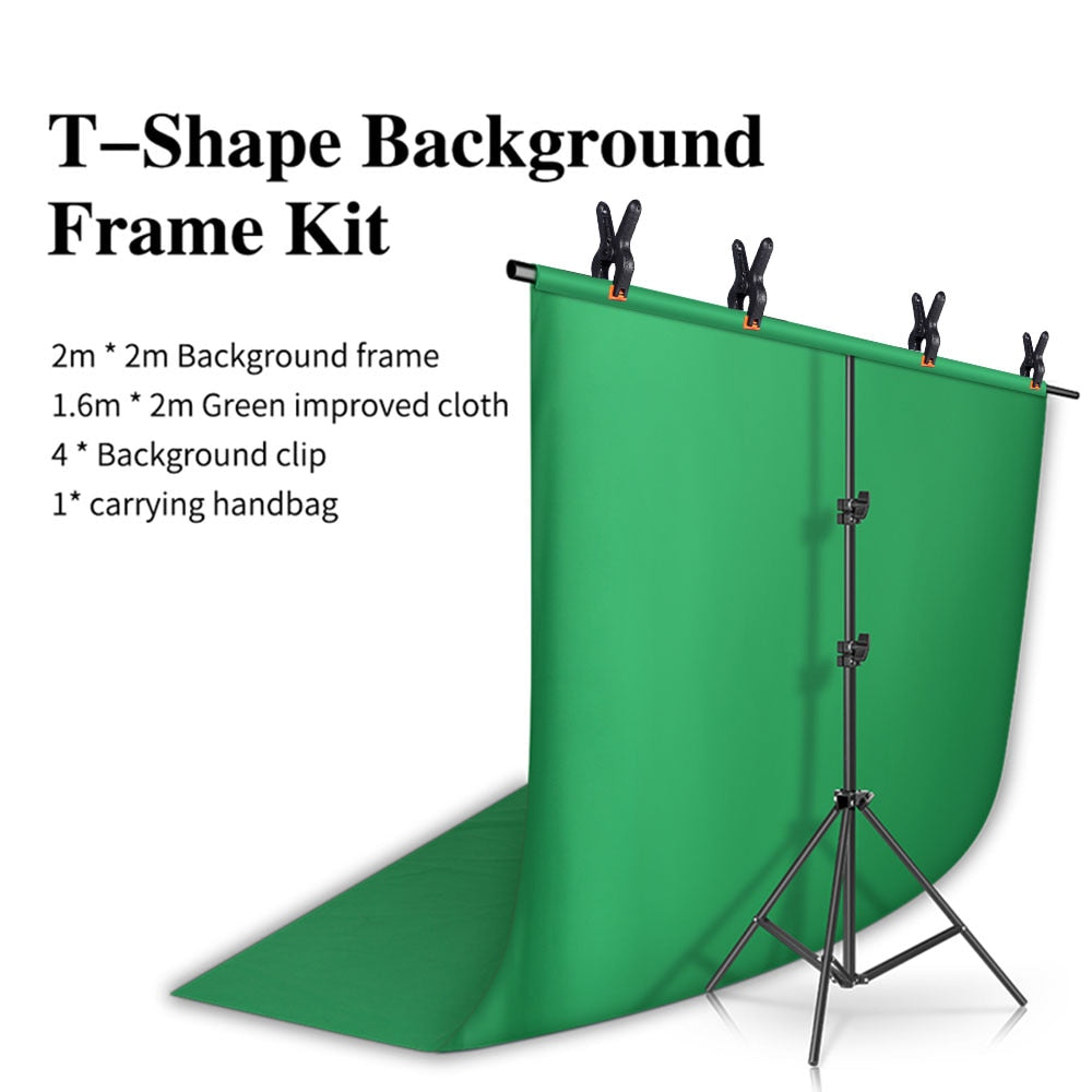 Kit de support de toile de fond en forme de T SH avec tissu de fond vidéo Chroma Key support de cadre d'écran vert pour les accessoires de Studio Photo de photographie