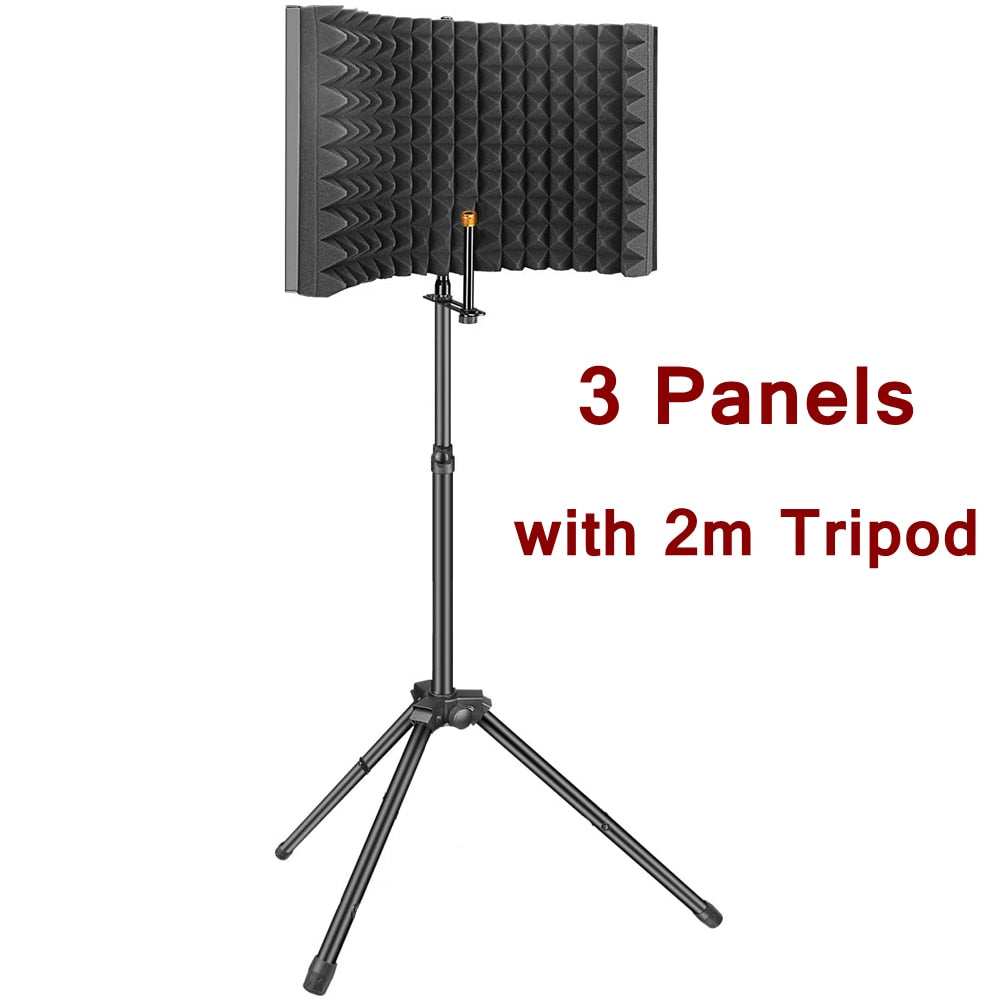 Bouclier d'isolation de filtre anti-pop pour microphone à condensateur avec support Microphone de studio Panneaux de mousse acoustique pliables pour A6V
