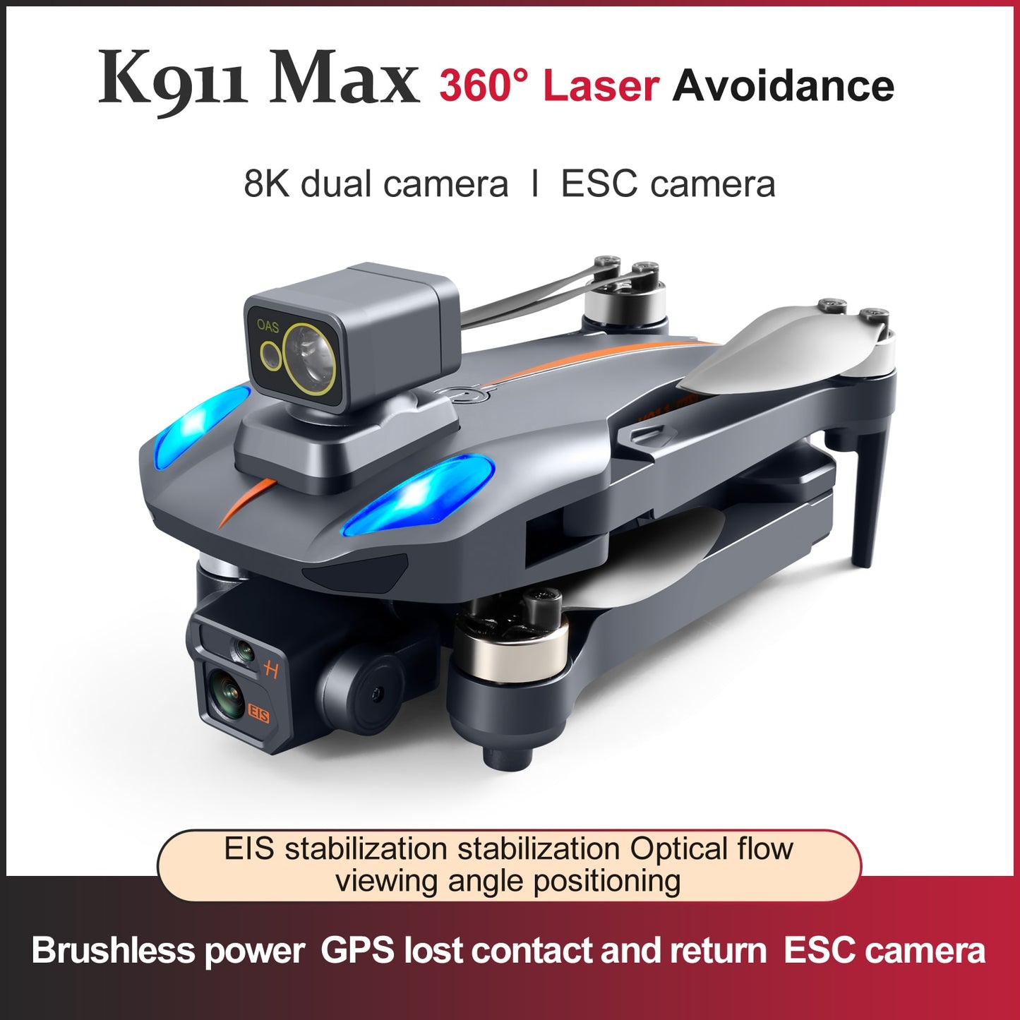 K911 MAX Drone 4K professionnel double caméra HD 5G WIFI GPS Dron 360 évitement d'obstacles moteur sans balai FPV RC quadrirotor