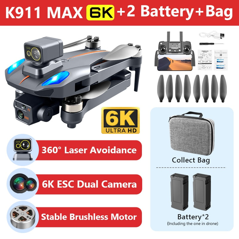 K911 MAX Drone 4K professionnel double caméra HD 5G WIFI GPS Dron 360 évitement d'obstacles moteur sans balai FPV RC quadrirotor