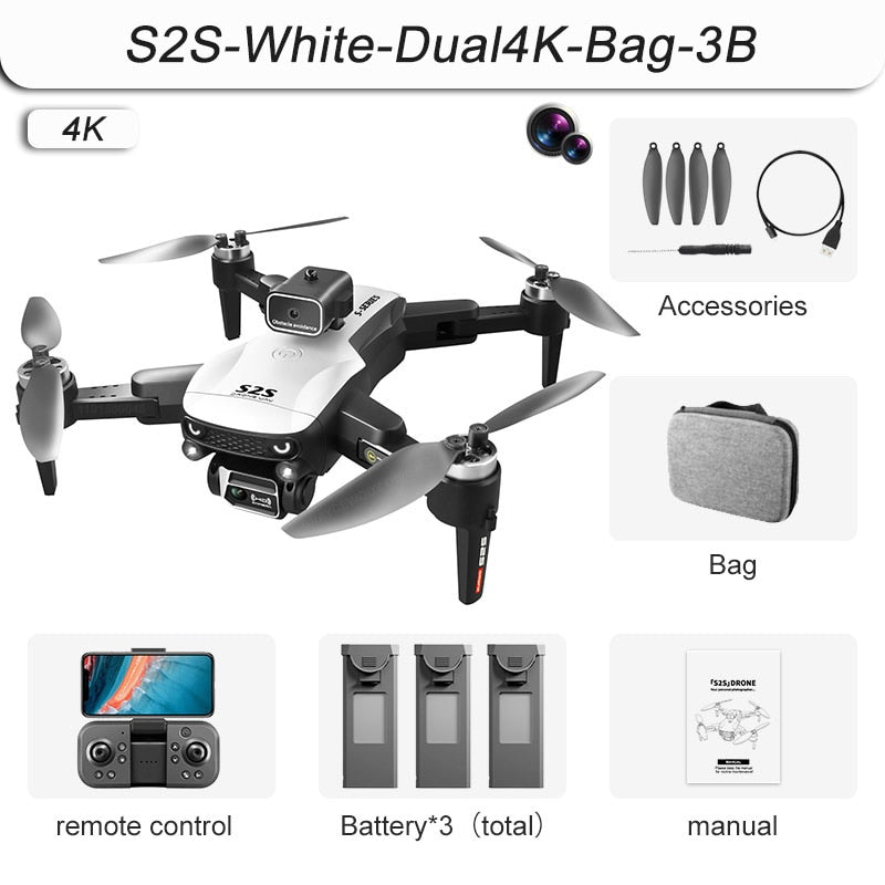 Nouveau S2S Drone 4k professionnel 8K HD caméra vol 25min évitement d'obstacles sans brosse pliable quadrirotor RC Dron jouets voler 3KM