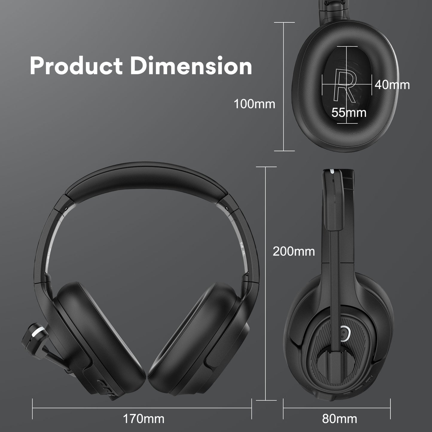 EKSA H6 casque sans fil avec Dongle AI micro antibruit environnemental pour entreprise Bluetooth 5.0 pour casque de centre d'appel