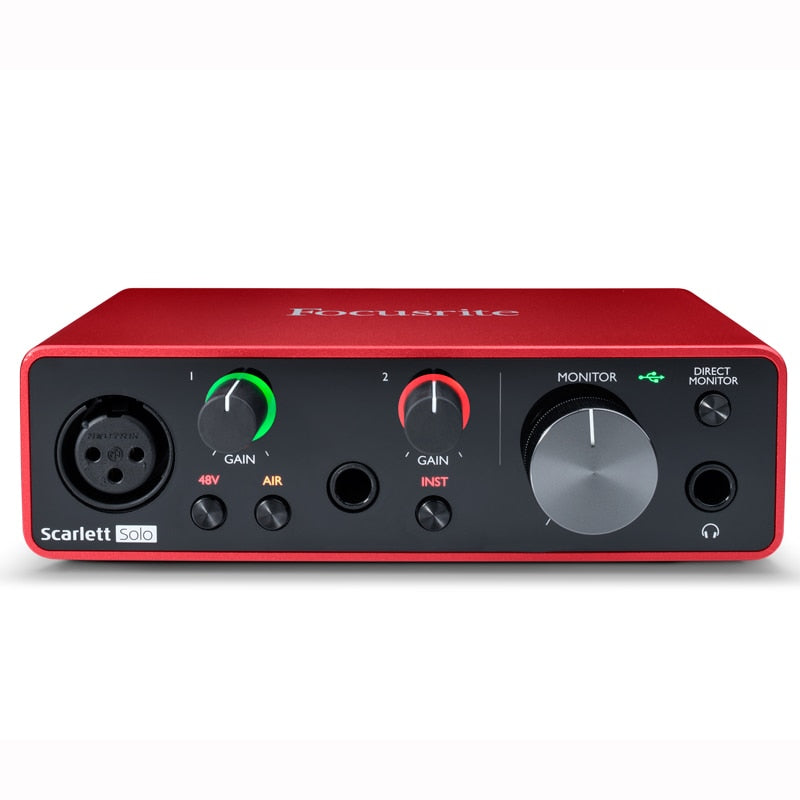 Focusrite Scarlett Solo (3e génération) Interface audio USB avec préampli micro Carte son externe pour guitare et microphone