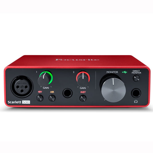 Focusrite Scarlett Solo (3e génération) Interface audio USB avec préampli micro Carte son externe pour guitare et microphone