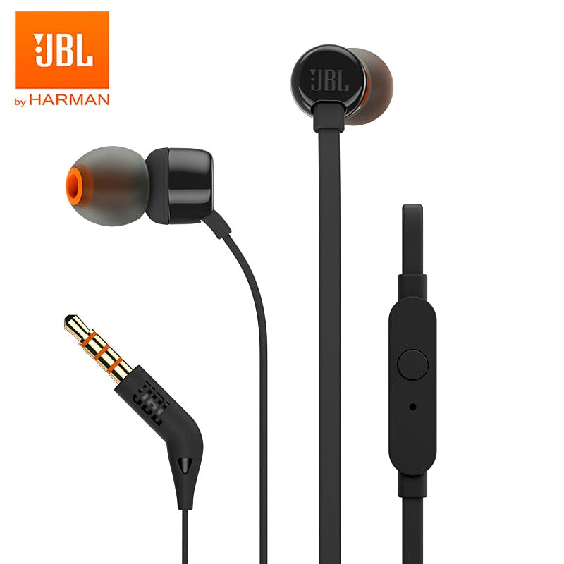 JBL T110 – Ecouteurs intra-auriculaires filaires – Son Pure Bass de JBL et bouton de contrôle – Connectivité : câble Jack 3,5 mm – Couleur : Noir