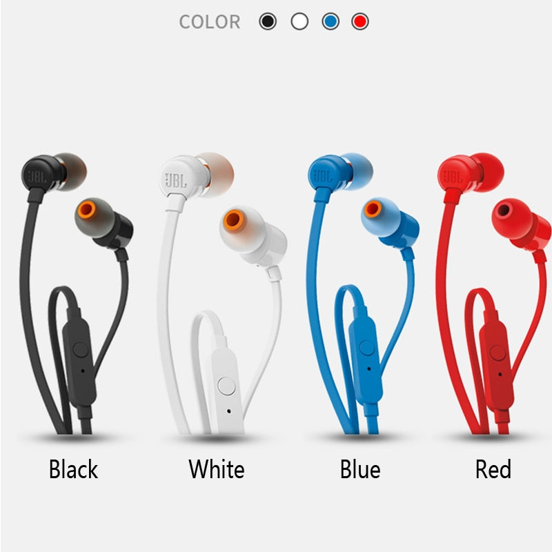 JBL T110 – Ecouteurs intra-auriculaires filaires – Son Pure Bass de JBL et bouton de contrôle – Connectivité : câble Jack 3,5 mm – Couleur : Noir