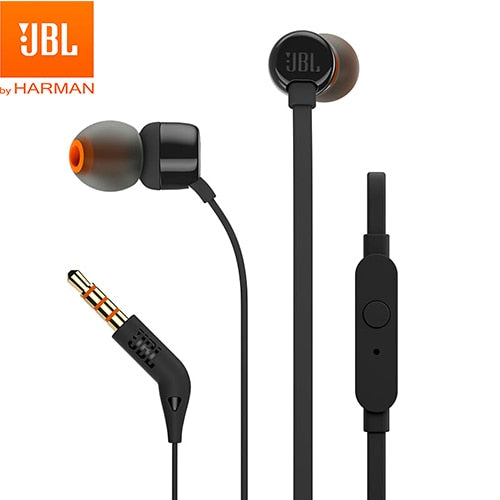 JBL T110 – Ecouteurs intra-auriculaires filaires – Son Pure Bass de JBL et bouton de contrôle – Connectivité : câble Jack 3,5 mm – Couleur : Noir