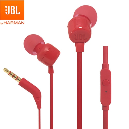 JBL T110 – Ecouteurs intra-auriculaires filaires – Son Pure Bass de JBL et bouton de contrôle – Connectivité : câble Jack 3,5 mm – Couleur : Noir