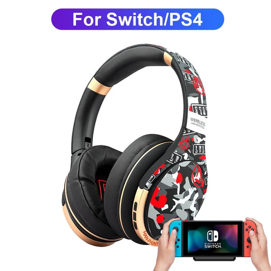 Casque Bluetooth sans fil avec micro, pour PS4 PS5 Nintendo Switch Transmetteur Gamer Casques PC Gaming Casque avec adaptateur Aux