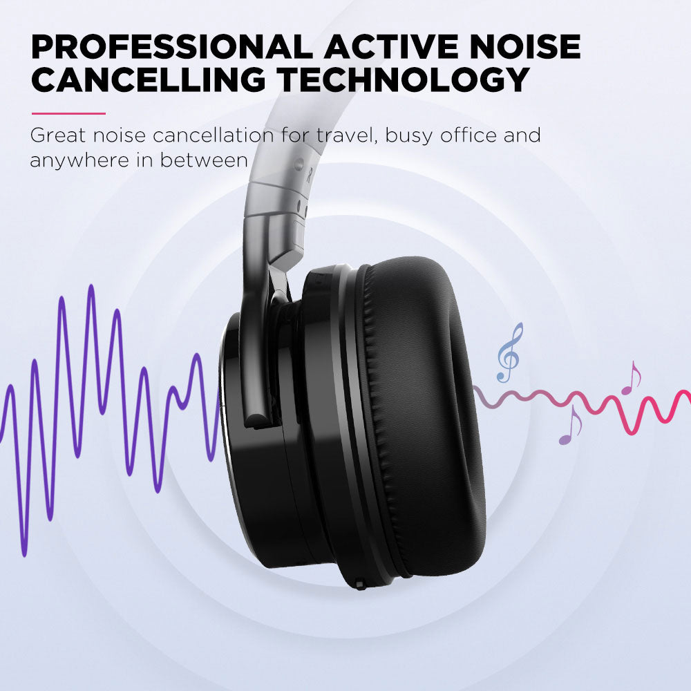 Cowin E7Pro [Mise à niveau] Casque Bluetooth à suppression active du bruit Casque Bluetooth sans fil sur l'oreille stéréo avec microphone