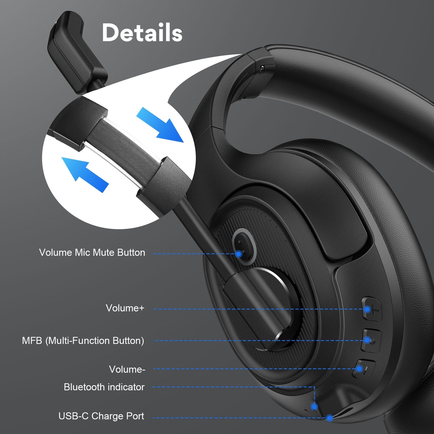 EKSA H6 casque sans fil avec Dongle AI micro antibruit environnemental pour entreprise Bluetooth 5.0 pour casque de centre d'appel