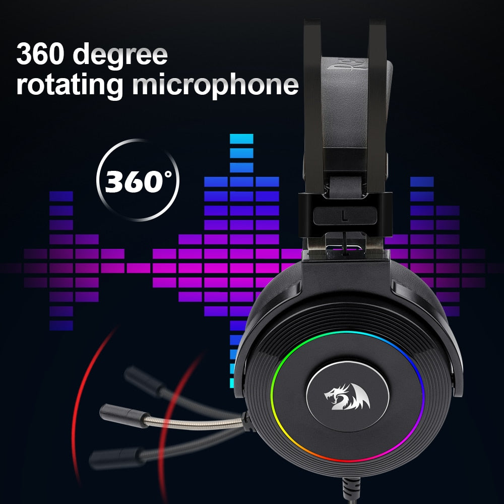 REDRAGON Lamia H320 rvb rétro-éclairage casque de jeu, 7.1 USB son Surround casque d'ordinateur écouteurs avec support de Microphone