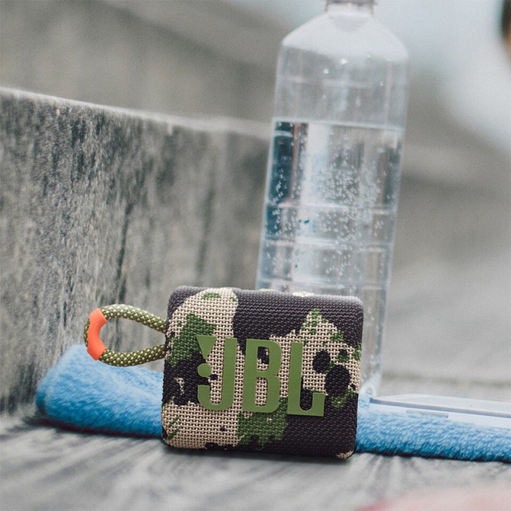 JBL Go 3, Enceinte Bluetooth Portable compacte et puissante au Style Audacieux, Étanche à l’Eau et à la poussière, Autonomie 5h, Bleue