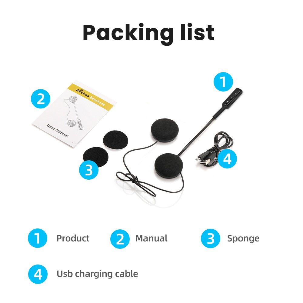 Kebidumei Bluetooth5.0 Speaker Moto Helmet Headset Ultra-Thin Motorcycle Earphones Wireless Headphone Handsfree Call Music Play