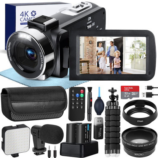 Caméra vidéo G-Anica 4K 60fps/48MP UHD enregistrement vidéo appareil photo numérique autofocus, caméra Zoom numérique 18X, écran 3 pouces