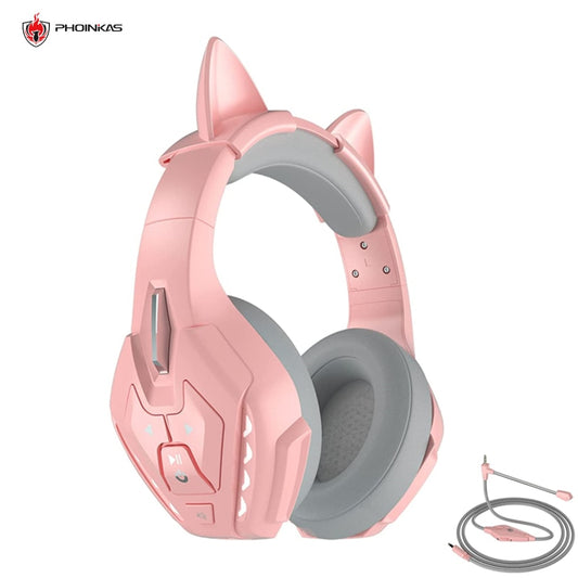 Meilleur cadeau casque de jeu sans fil avec oreilles de chat mignon micro détachable filaire pour casque Bluetooth PS5/PS4/PC/commutateur pour téléphone