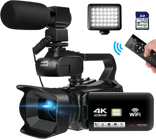 Caméscope vidéo professionnel 4K caméra de vlogging à mise au point automatique pour YouTube 64MP 60FPS WiFi Webcam 4 "écran tactile 18X Digita